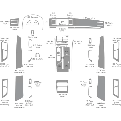 Jaguar XF 2009-2015 Full Set, With OEM Interior WHZ Dash Trim Kit 44 Parts