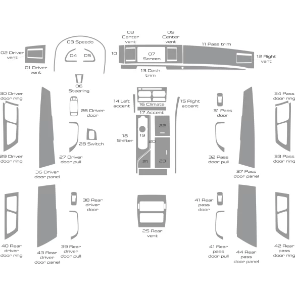 Jaguar XF 2009-2015 Full Set, With OEM Interior WHZ Dash Trim Kit 44 Parts