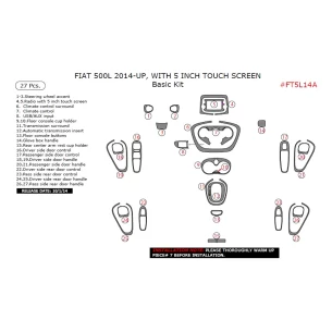 Fiat 500L 2012–2018 3D Interior Dashboard Trim Kit Dash Trim Dekor 27-Parts 2