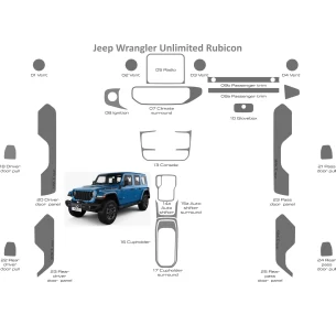 Jeep Wrangler Unlimited Rubicon 2018-2023 Interior WHZ Dashboard trim kit 25 Parts 2