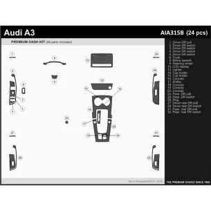 Audi A3 8V ab 2012-2018 3D Interior Dashboard Trim Kit WHZ Dash Trim Dekor 24-Parts 2