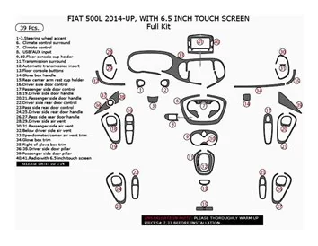 Fiat 500L 2012–2018 3D Interior Dashboard Trim Kit Dash Trim Dekor 39-Parts