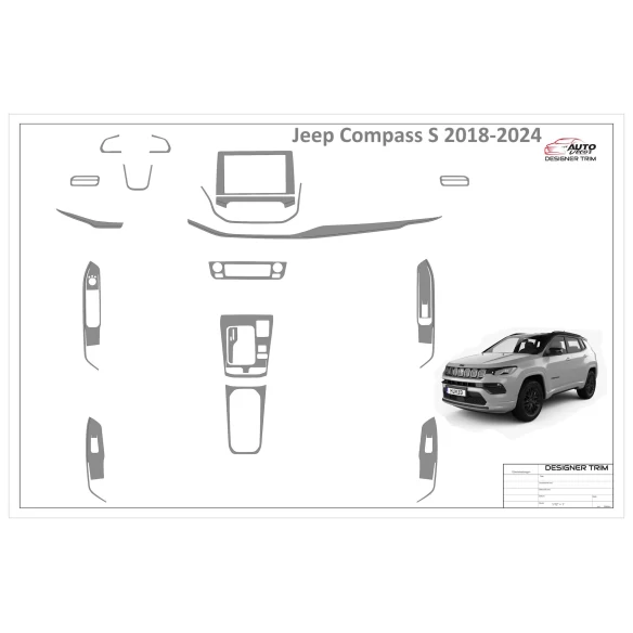 Jeep Compass S 2022-2025 3D Interior Dashboard Trim Kit Dash Trim Dekor 24-Parts