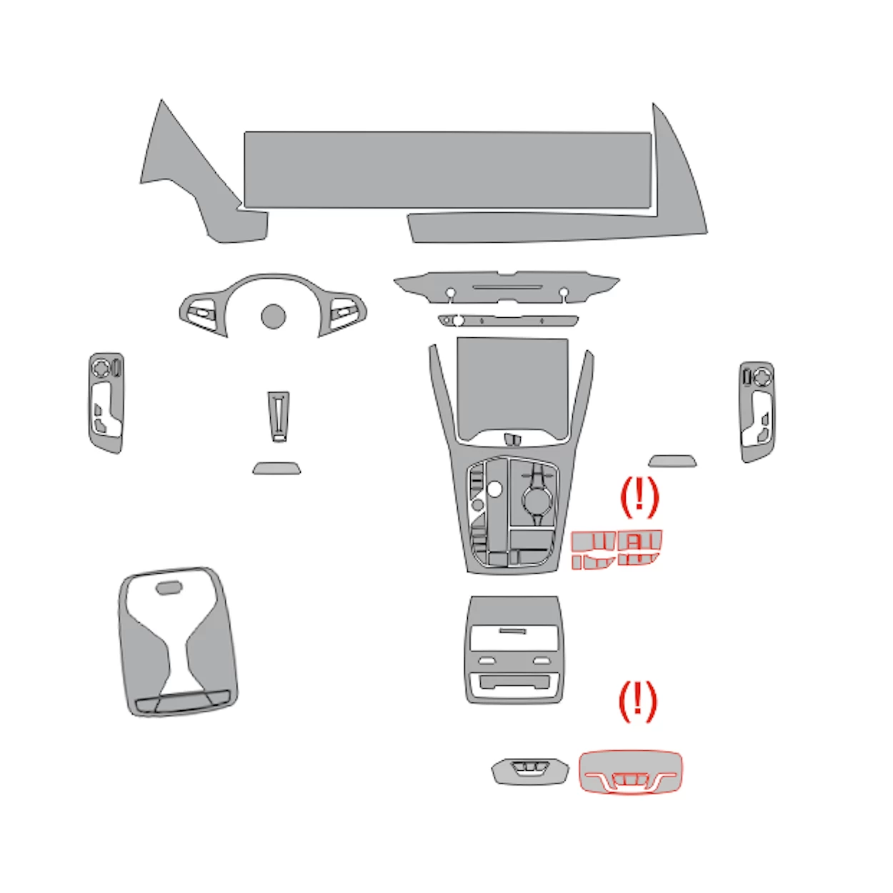 BMW XM G09 2022 Car Interior Wrap Cutting Template
