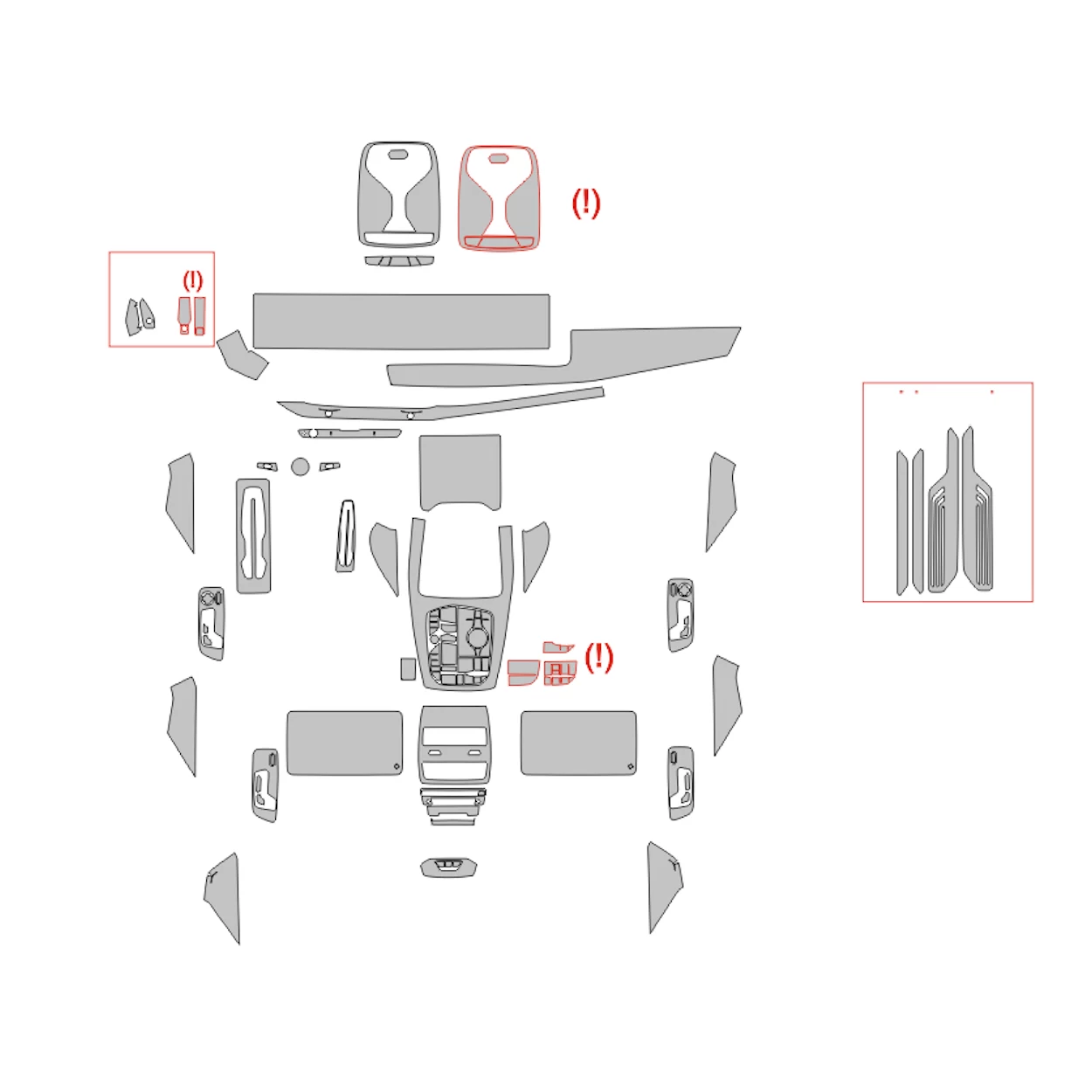 BMW X7 G07 2022 Car Interior Wrap Cutting Template