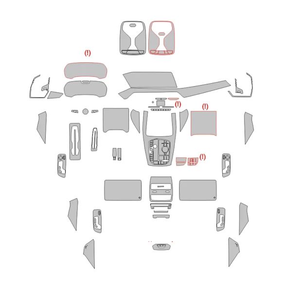 BMW X7 G07 2019 Car Interior Wrap Cutting Template