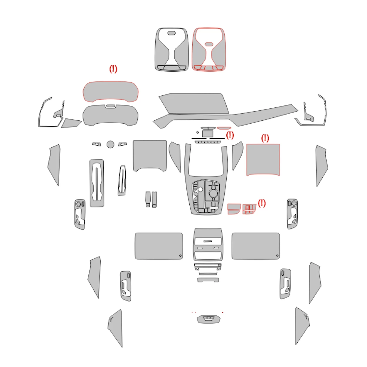 BMW X7 G07 2019 Car Interior Wrap Cutting Template