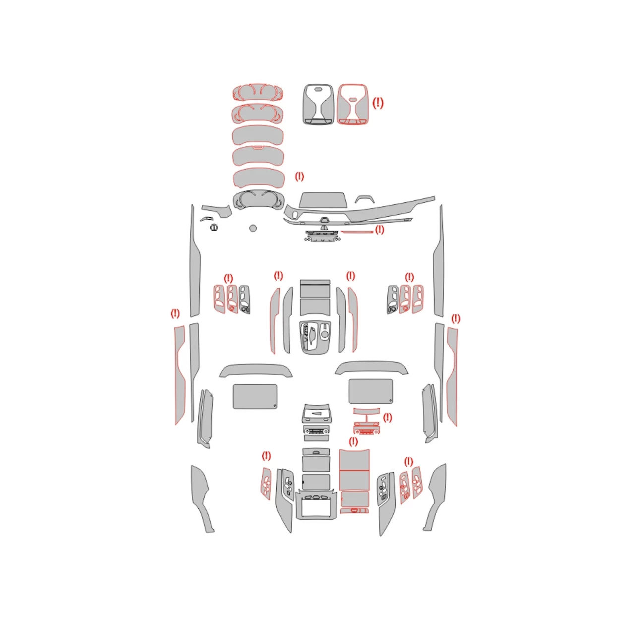 BMW 7-series G11 G12 2015-2022 Car Interior Wrap Cutting Template