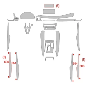 BMW X6 F16 2014 Car Interior Wrap Cutting Template