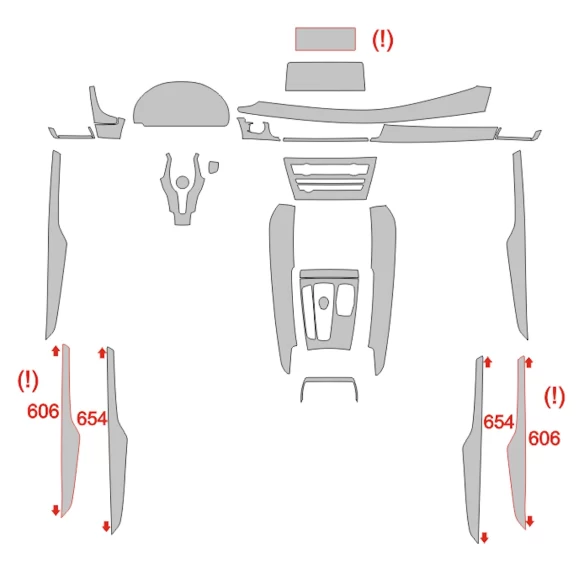 BMW X6 F16 2014 Car Interior Wrap Cutting Template
