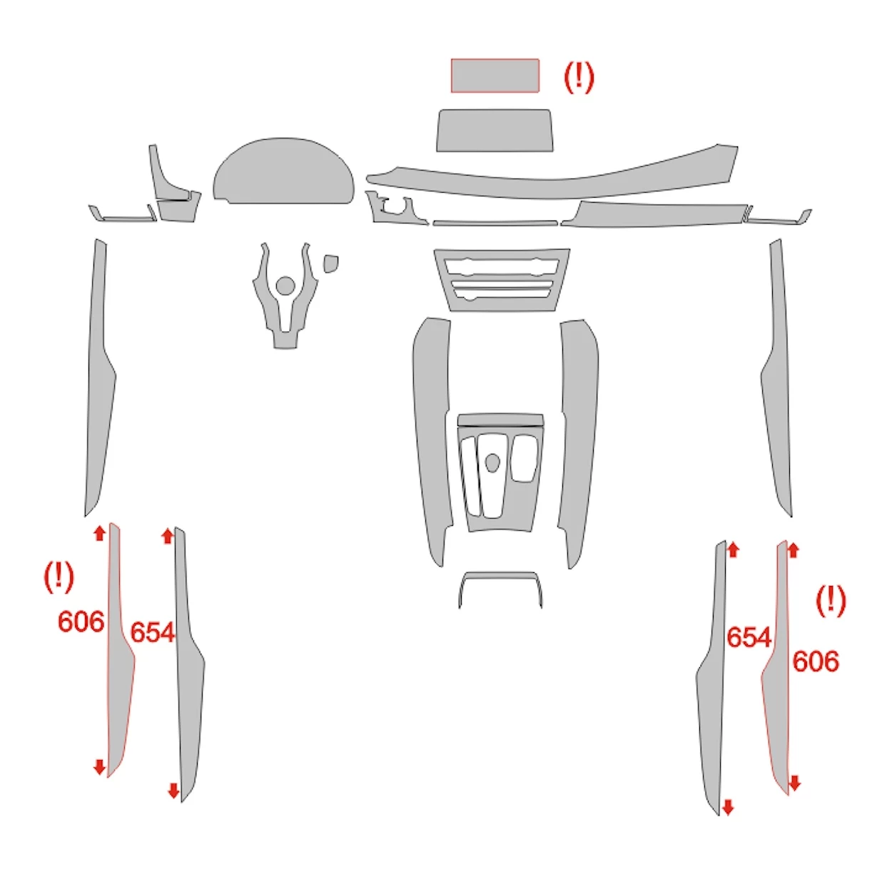 BMW X6 F16 2014 Car Interior Wrap Cutting Template