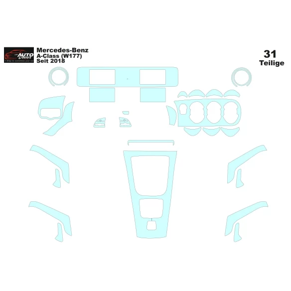 Mercedes-Benz A W177 2018 Interior Wrap Cutting Template