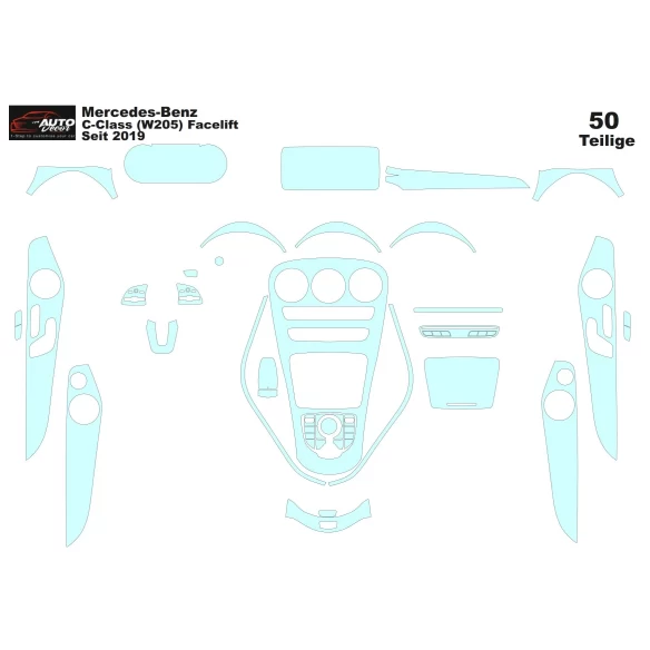 Mercedes-Benz C-Class AMG W205 2014 Interior Wrap Cutting Template