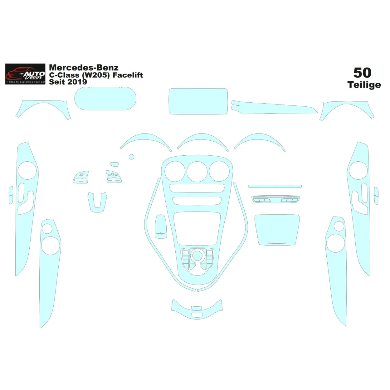 Mercedes-Benz C-Class AMG W205 2014 Interior Wrap Cutting Template