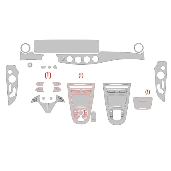 Mercedes-Benz E-Class Coupe C238 2016 Interior Wrap Cutting Template