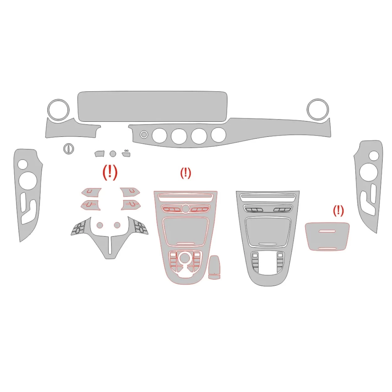 Mercedes-Benz E-Class Coupe C238 2016 Interior Wrap Cutting Template