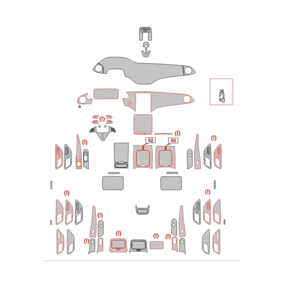 Mercedes-Benz EQE SUV 2022 Interior Wrap Cutting Template