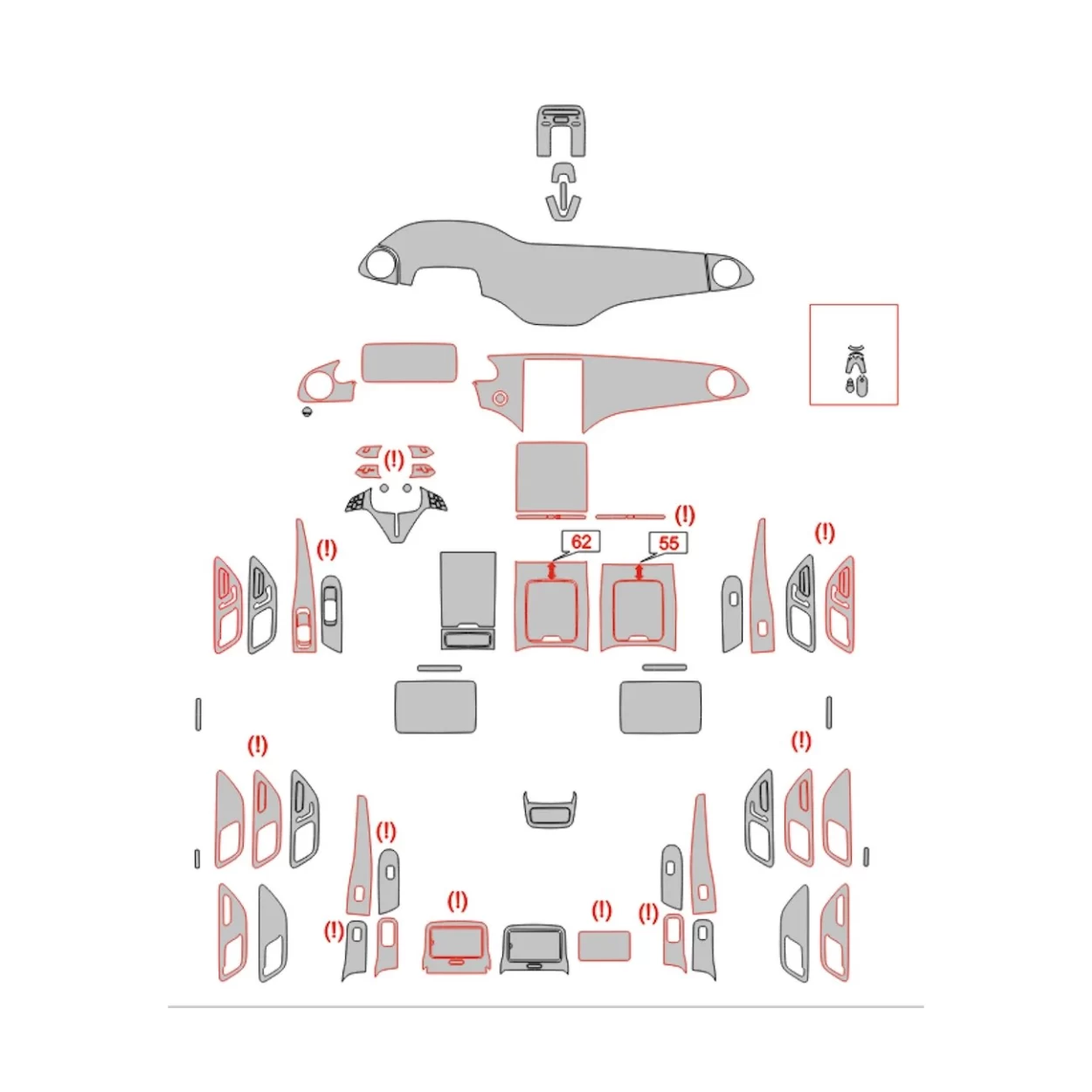 Mercedes-Benz EQE SUV 2022 Interior Wrap Cutting Template