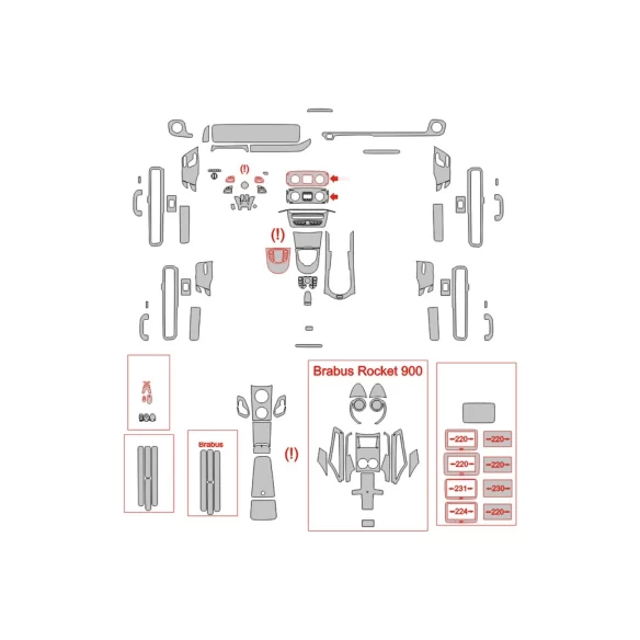 Mercedes-Benz G-Class W463 2018 Interior Wrap Cutting Template