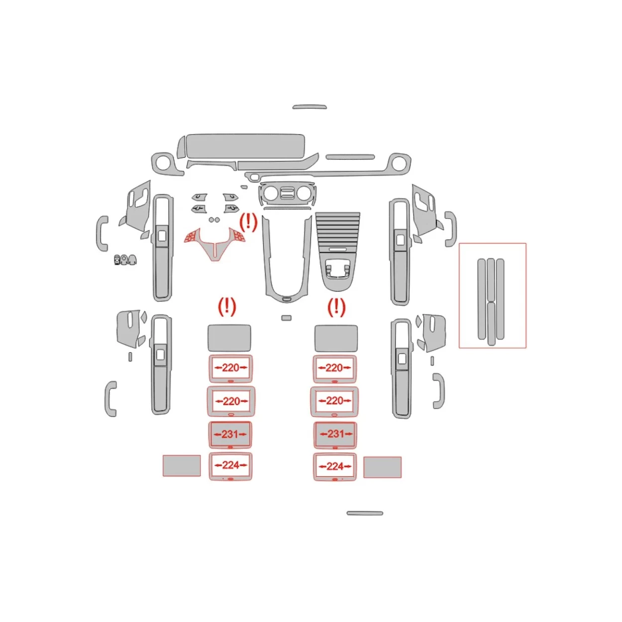 Mercedes-Benz G-Class W465 2024 Interior Wrap Cutting Template