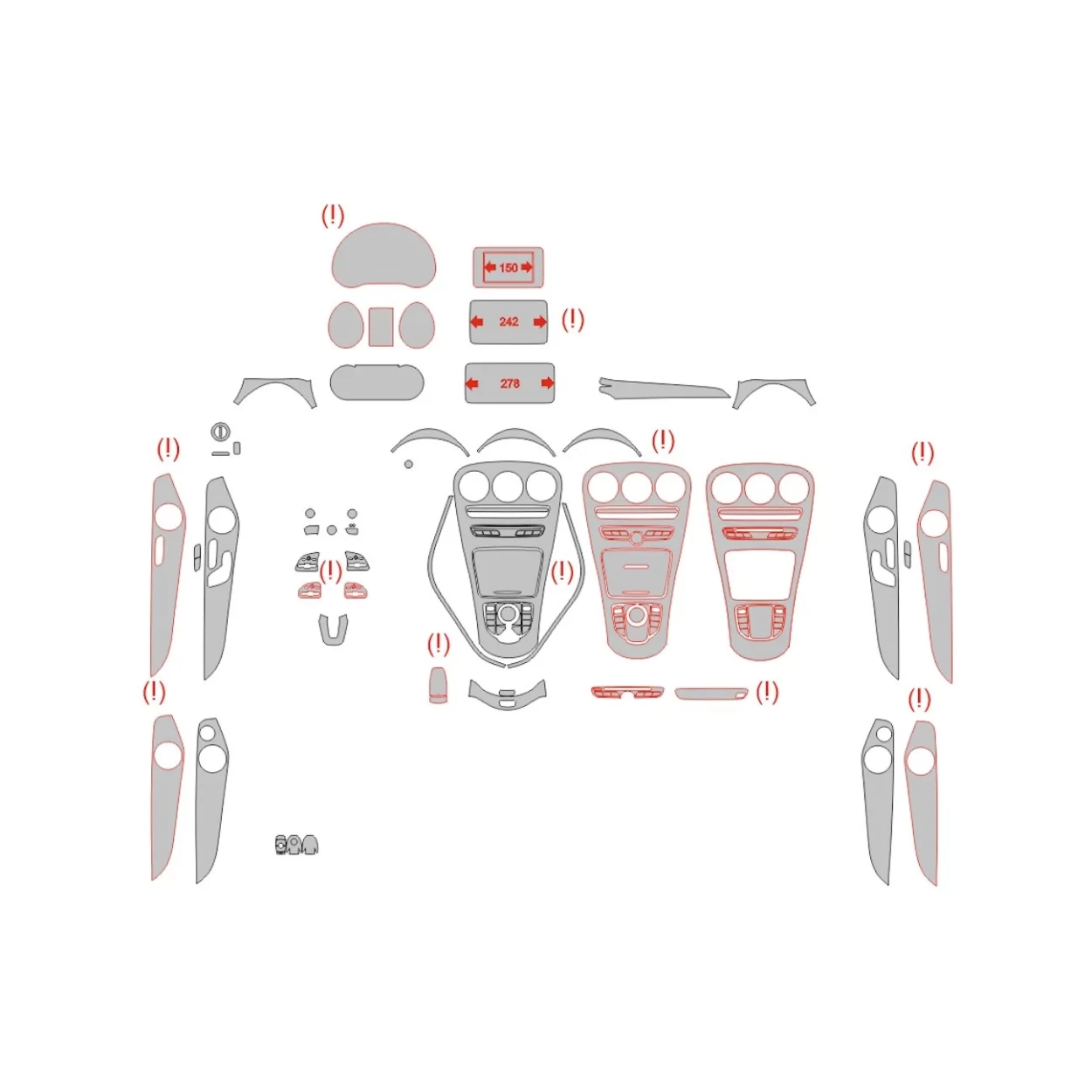 Mercedes-Benz GLC-Class X253 2015 Interior Wrap Cutting Template