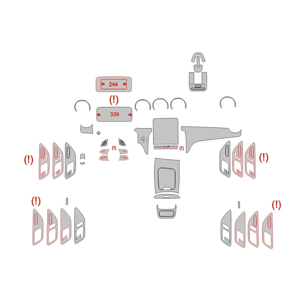Mercedes-Benz GLC-Class X254 2022 Interior Wrap Cutting Template
