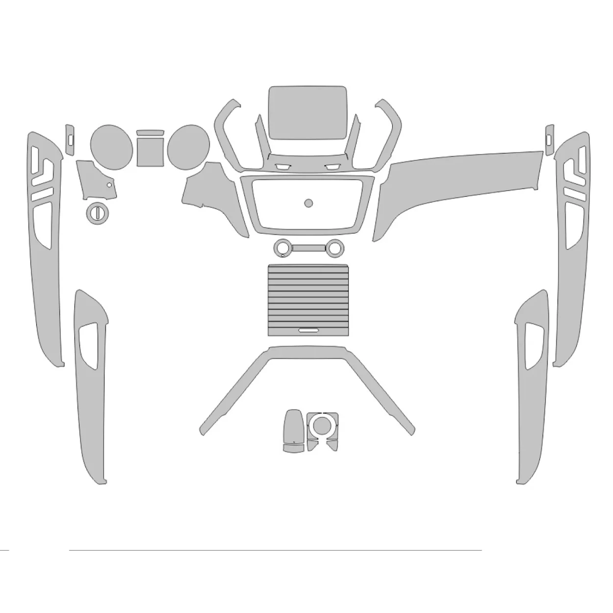 Mercedes-Benz GLE-Class Coupe C292 2015 Interior Wrap Cutting Template