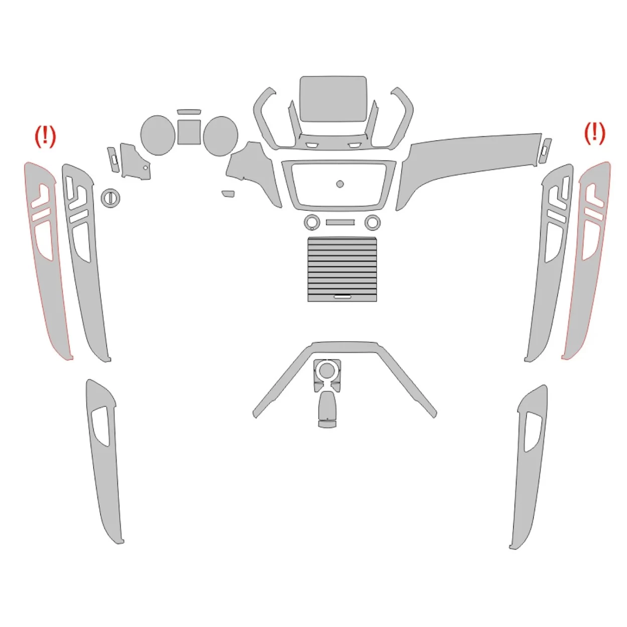Mercedes-Benz GLS-Class X166 2015 Interior Wrap Cutting Template
