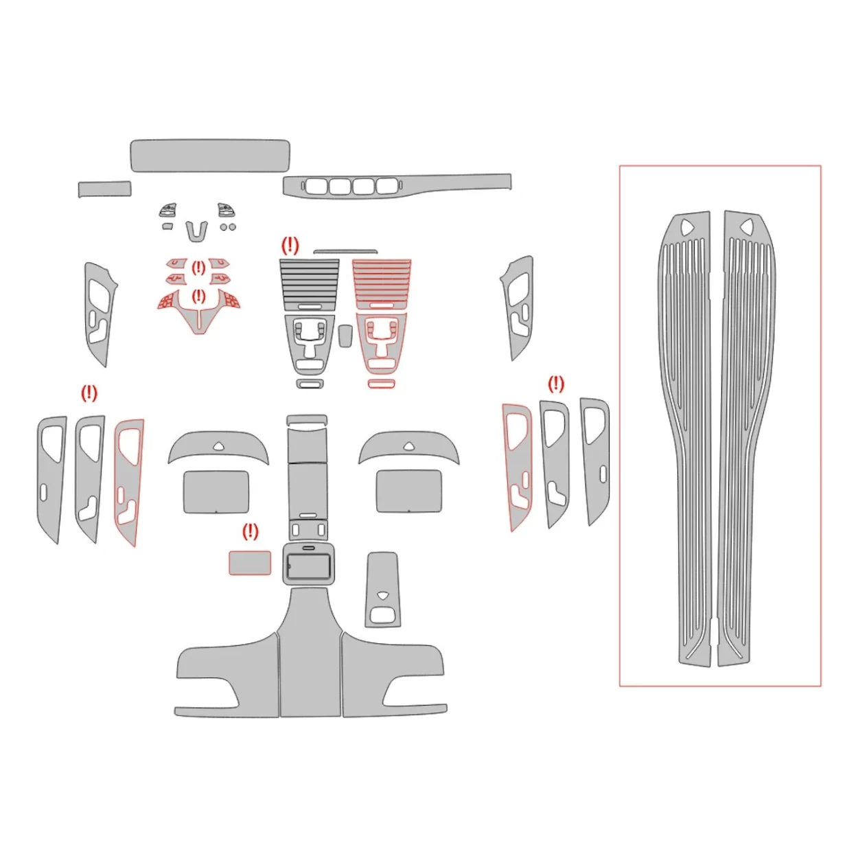 Mercedes-Benz GLS-Class X167 2019 Interior Wrap Cutting Template