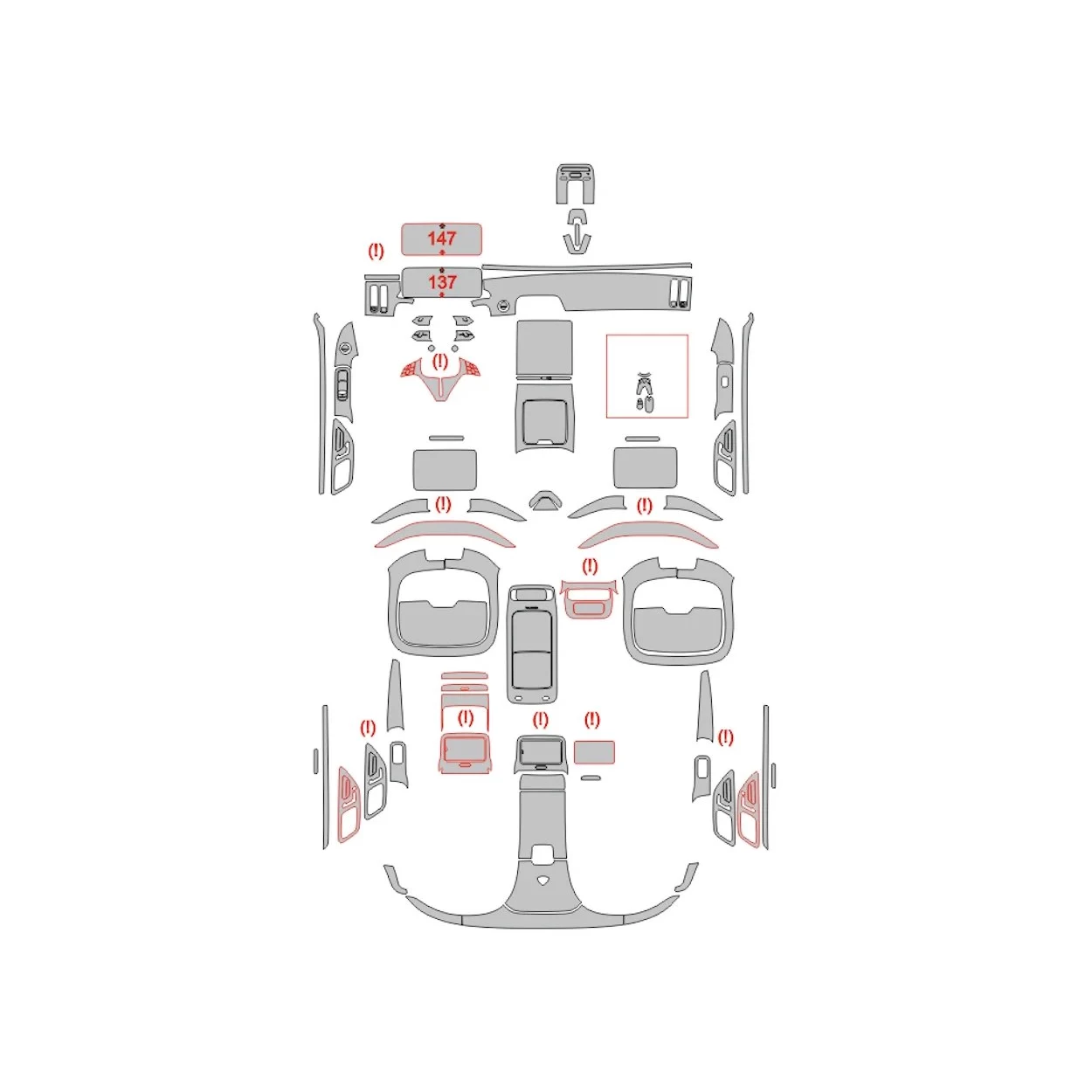 Mercedes-Benz S-Class Maybach Z223 2021 Interior Wrap Cutting Template