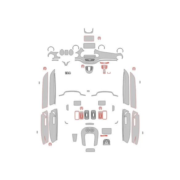 Mercedes-Benz V-Class 2014 Interior Wrap Cutting Template