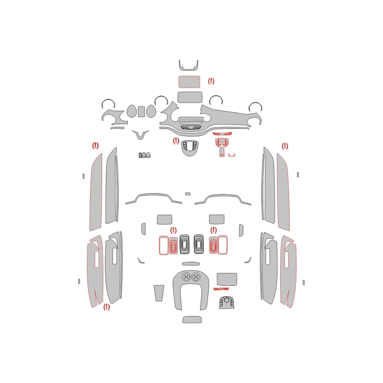 Mercedes-Benz V-Class 2014 Interior Wrap Cutting Template