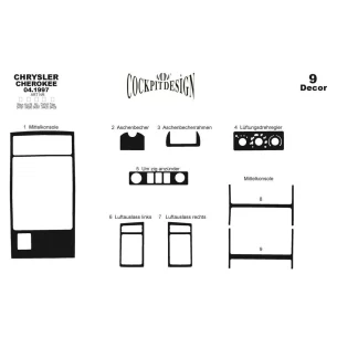 Chrysler Cherokee 04.1997 3D Interior Dashboard Trim Kit Dash Trim Dekor 9-Parts 2
