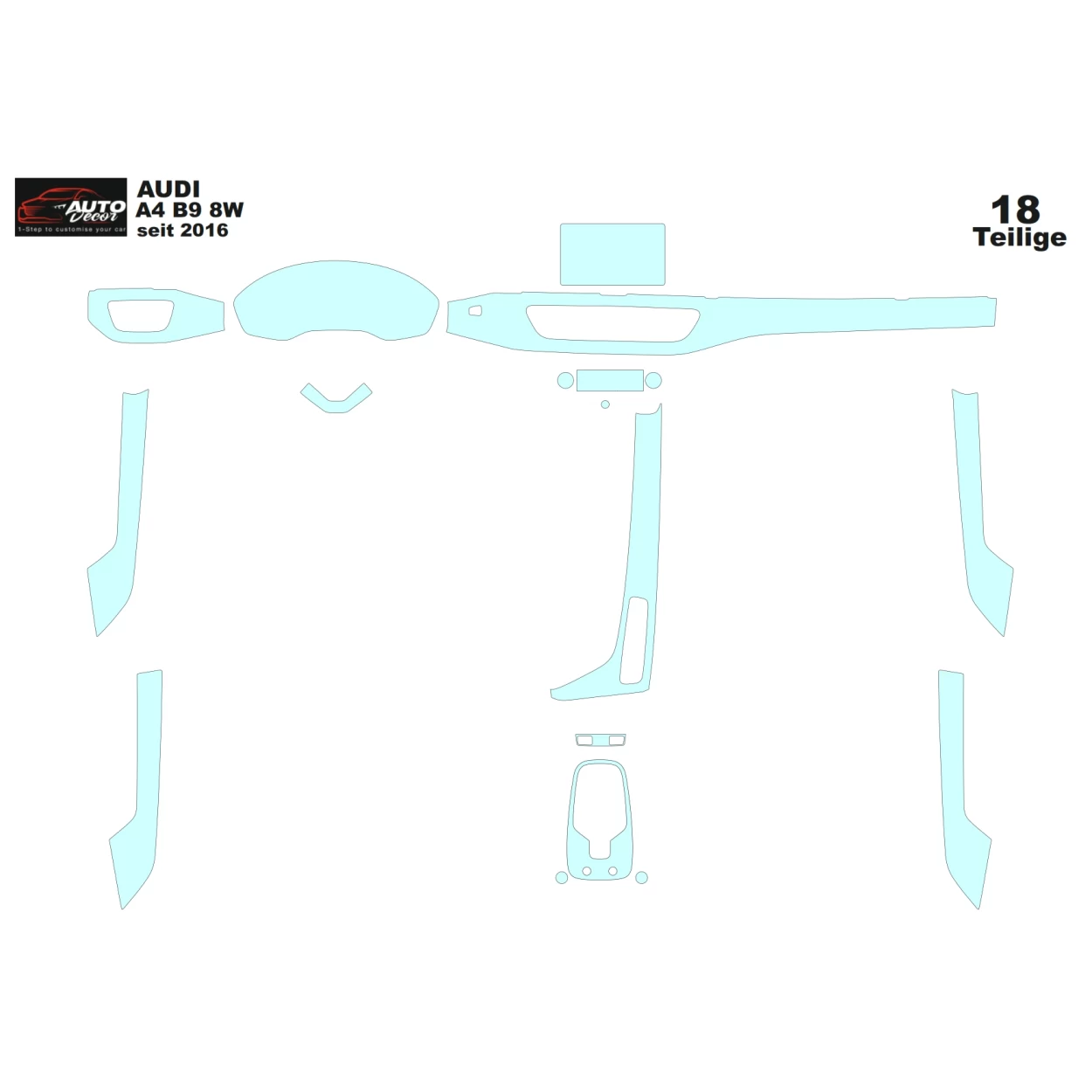 Audi A4 B9 2015 Car Interior Wrap Cutting Template