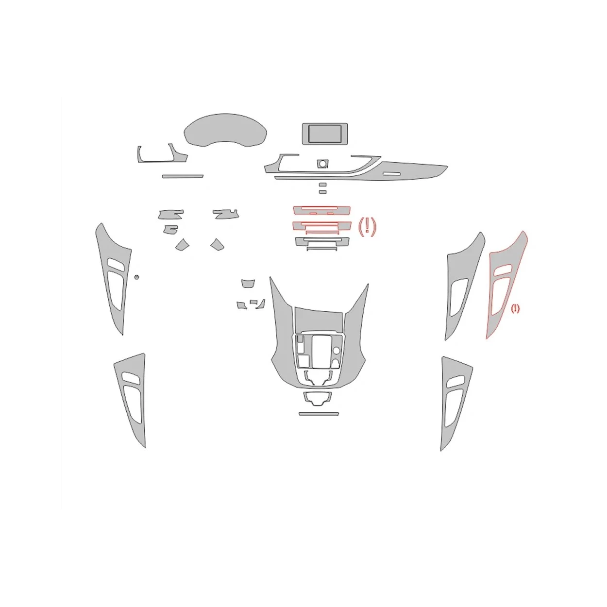 Audi A6 C7 2014 Car Interior Wrap Cutting Template