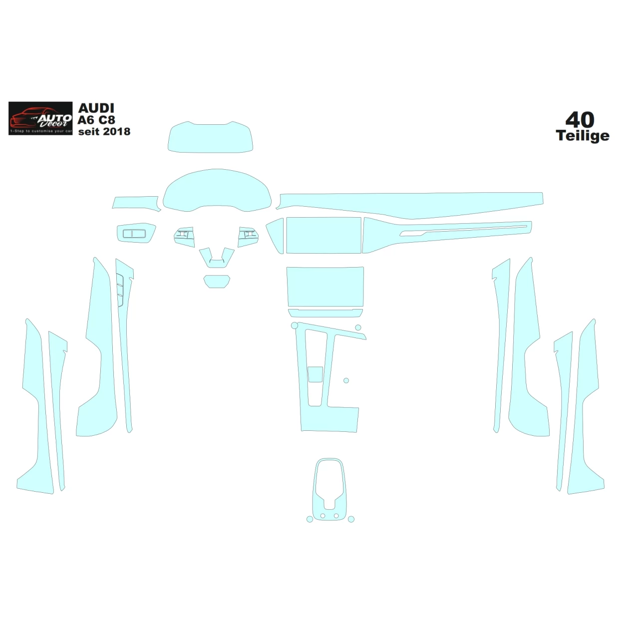Audi A6 C8 2018 Car Interior Wrap Cutting Template