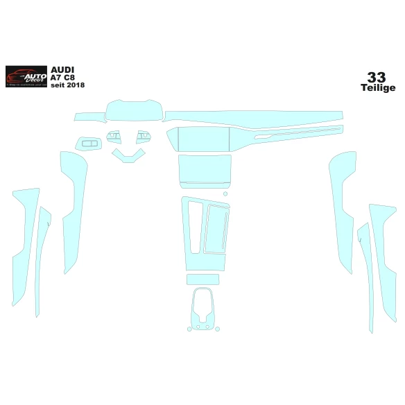 Audi A7 4K 2018 Car Interior Wrap Cutting Template
