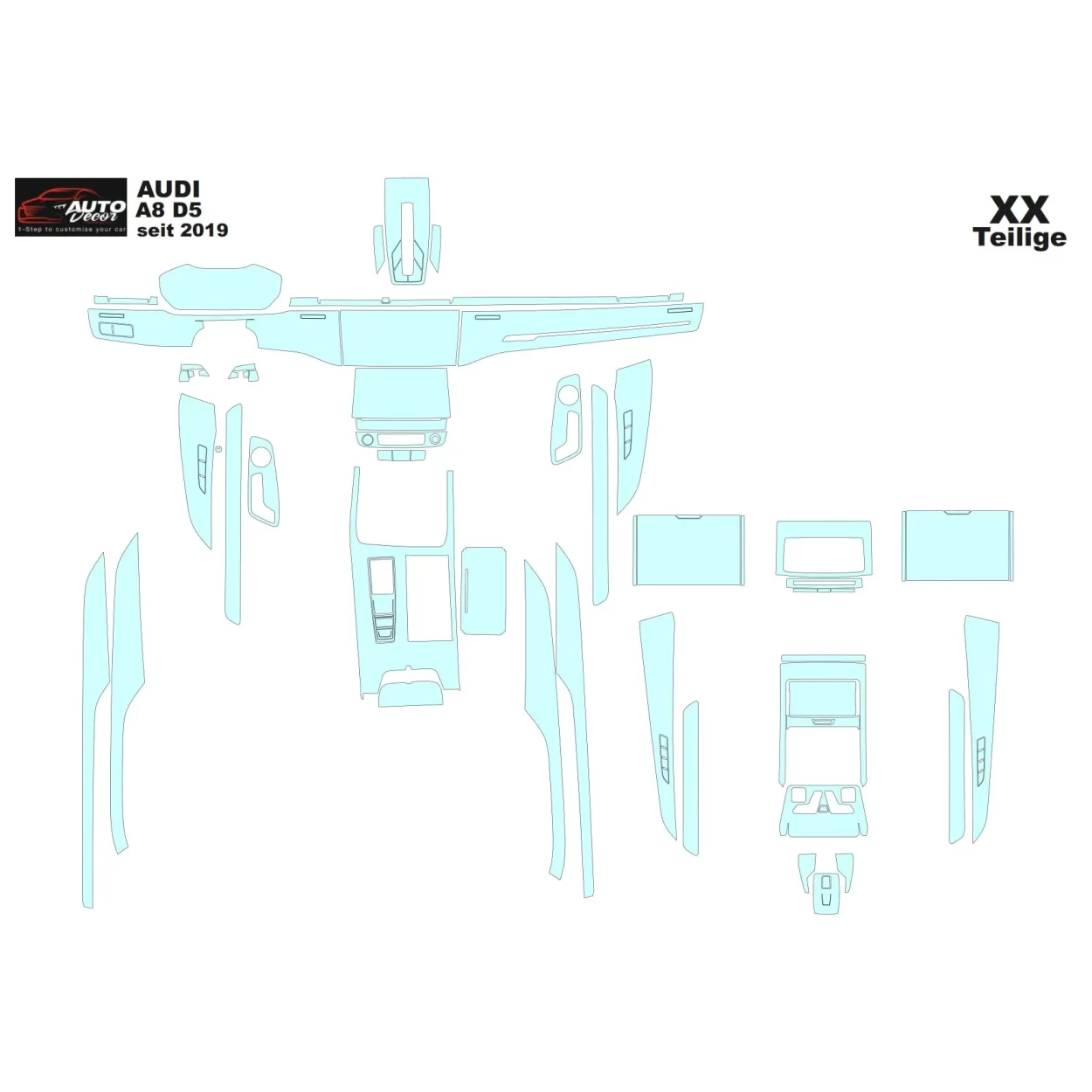 Audi A8 D5 2017 Car Interior Wrap Cutting Template