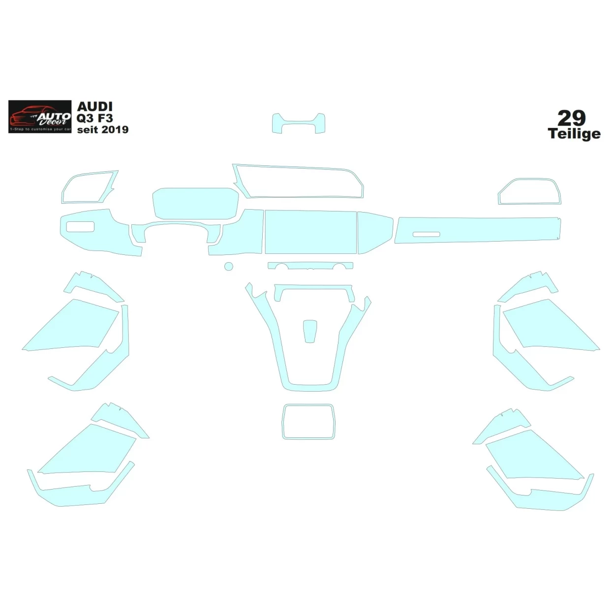 Audi Q3 F3 2018 Car Interior Wrap Cutting Template