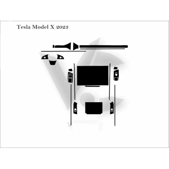 Tesla Model X 2021 Car Interior Wrap Cutting Template
