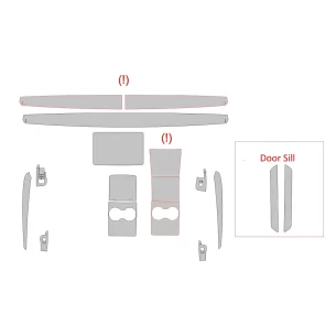 Tesla Model Y 2020 Car Interior Wrap Cutting Template