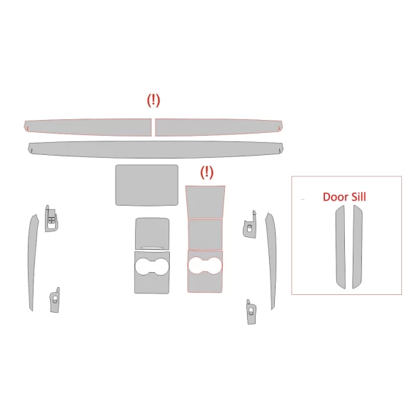 Tesla Model Y 2020 Car Interior Wrap Cutting Template