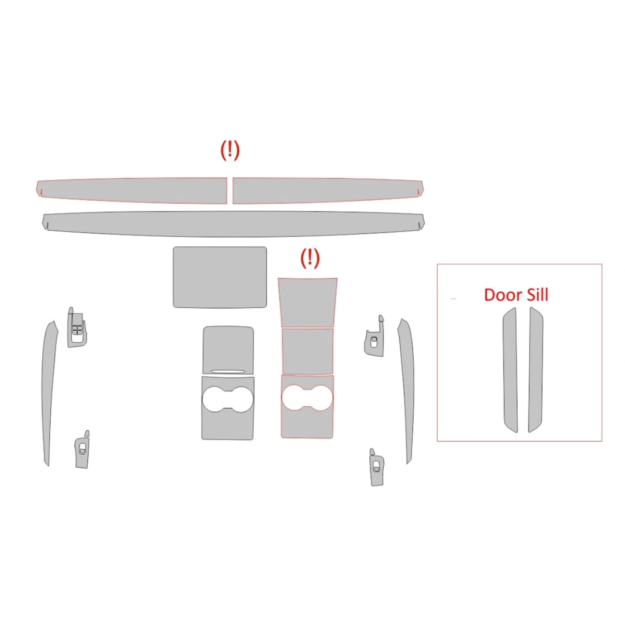 Tesla Model Y 2020 Car Interior Wrap Cutting Template
