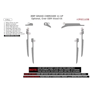 Jeep Grand Cherokee 2011-2020 Interior WHZ Dashboard trim kit 11 Parts 2