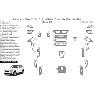 BMW X1 E84 2009–2015 Without Navigation Basic Interior Dashboard Trim Kit 24-Parts 2