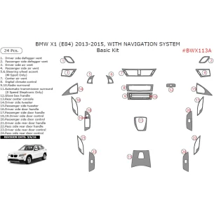 BMW X1 E84 2009–2015 NAVI 3D Basic Interior Dashboard Trim Kit Dash Trim Dekor 24-Parts 2