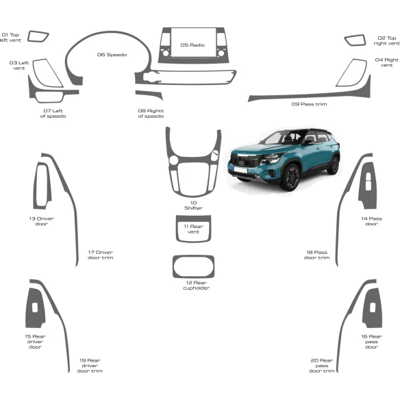 KIA SELTOS 2021-2023 Full Set Interior WHZ Dash Trim Kit