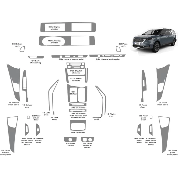 Kia Carnival 2022-2024 Full Interior WHZ Dashboard trim kit