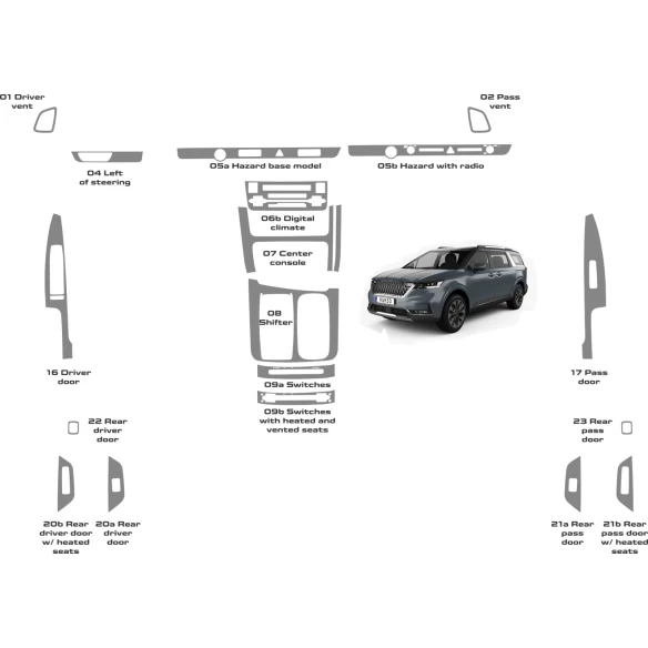 Kia Carnival 2022-2024 Basic Interior WHZ Dashboard trim kit