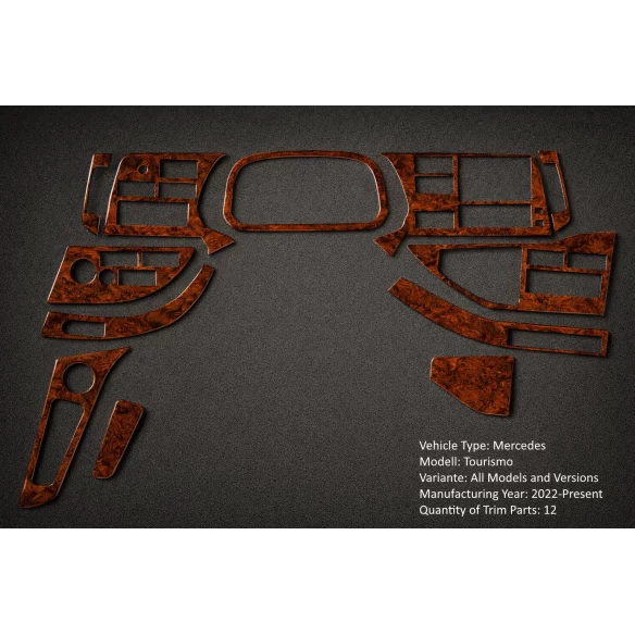 Mercedes Tourismo 2022 RHD 3D Interior Dashboard Trim Kit Dash Trim Dekor 12-Parts